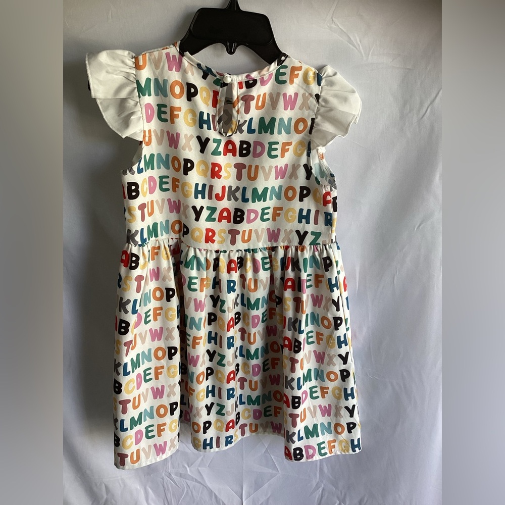 SHEIN White Kids Dress with Multicolor Alphabet Print
